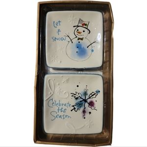 Vtg 2014 Scatter Joy Kathy Davis Silvestri Demdaco Snowman Flake Christmas Plate